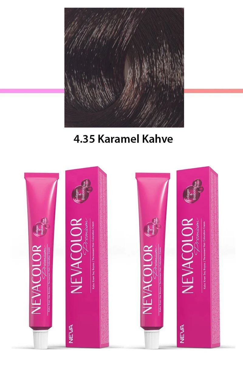 2'li Set Premium 4.35 Karamel Kahve Kalıcı Krem Saç Boyası - Parlak ve Doğal Renk Fiyatı, Yorumları ve Özellikleri