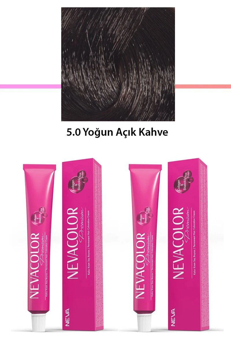 2'li Set Premium 5.0 Yoğun Açık Kahve Kalıcı Krem Saç Boyası - Bisabolollü Besleyici Saç Boyası 2x50g Fiyatı, Yorumları ve Özellikleri