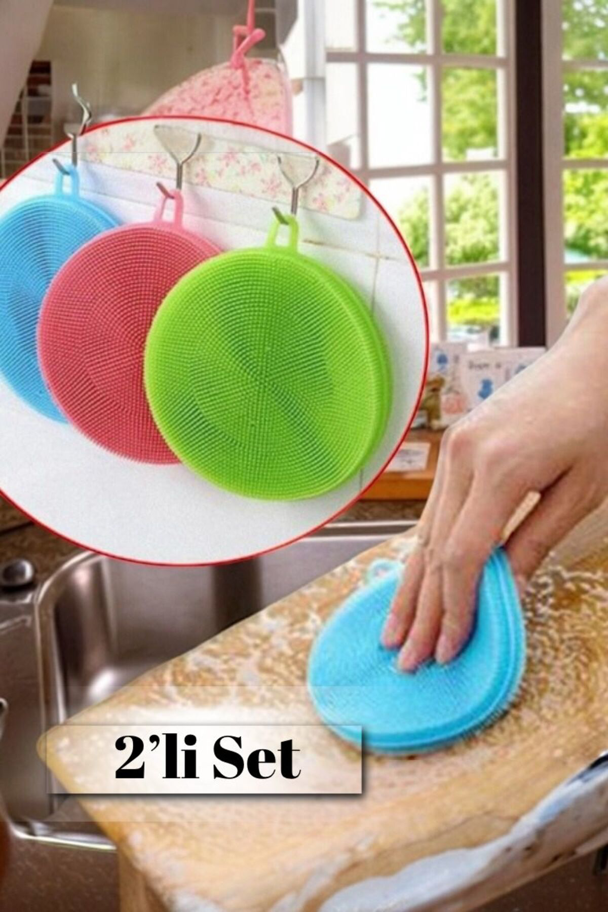 2’li Silikon Bulaşık ve Mutfak Temizlik Süngeri – Çok Amaçlı Bula