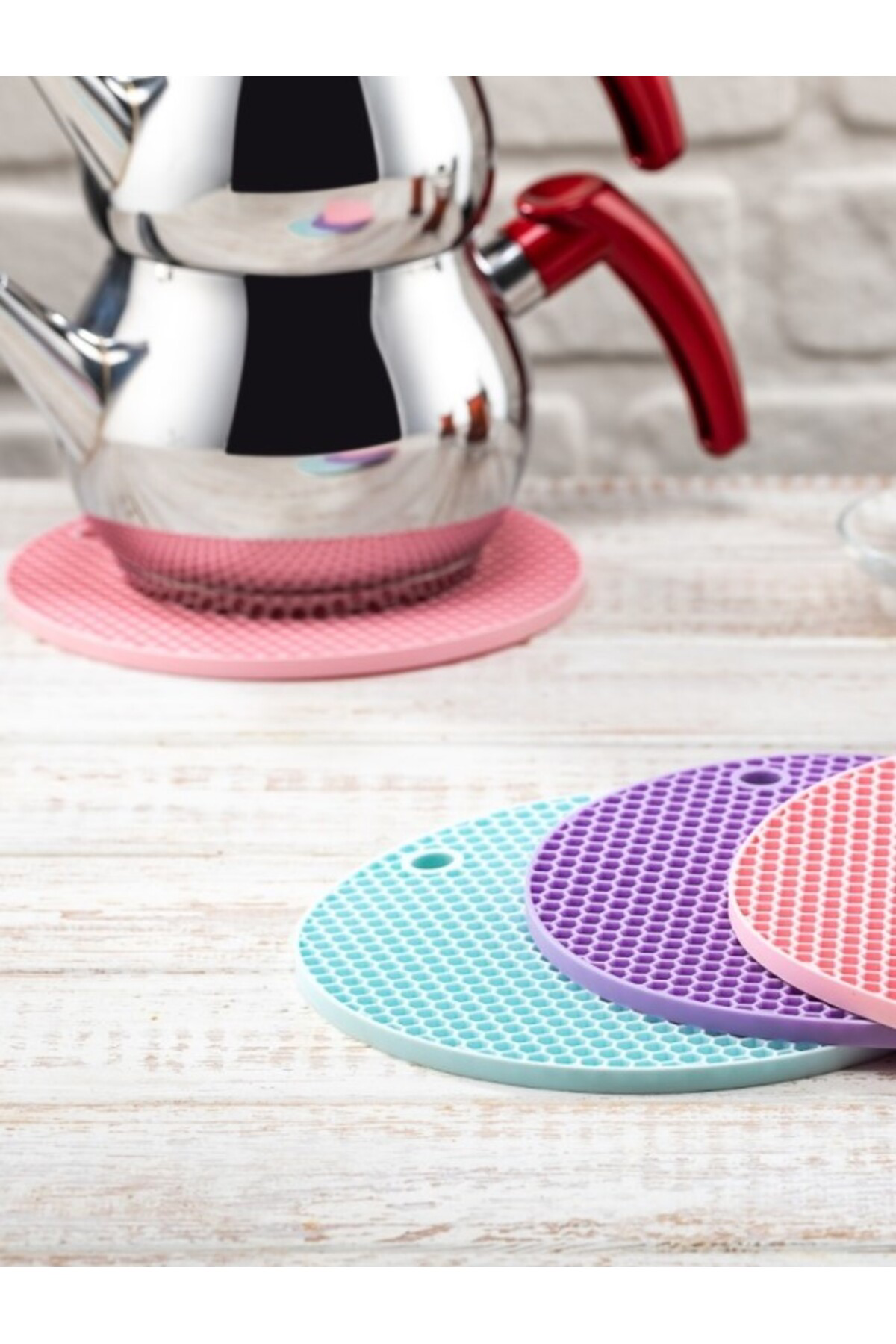 2'li Silikon Nihale Petek Desenli, Kalburabastı Kalıbı, Tutacak