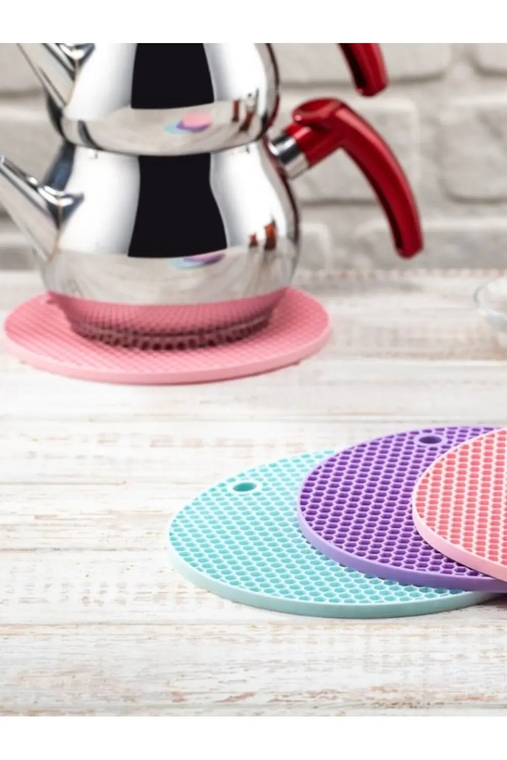 2'li Silikon Nihale Petek Desenli, Kalburabastı Kalıbı, Tutacak