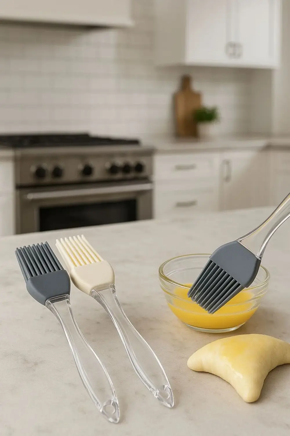 2’li Silikon Yağlama Fırçası Seti - Isıya Dayanıklı Şeffaf Saplı