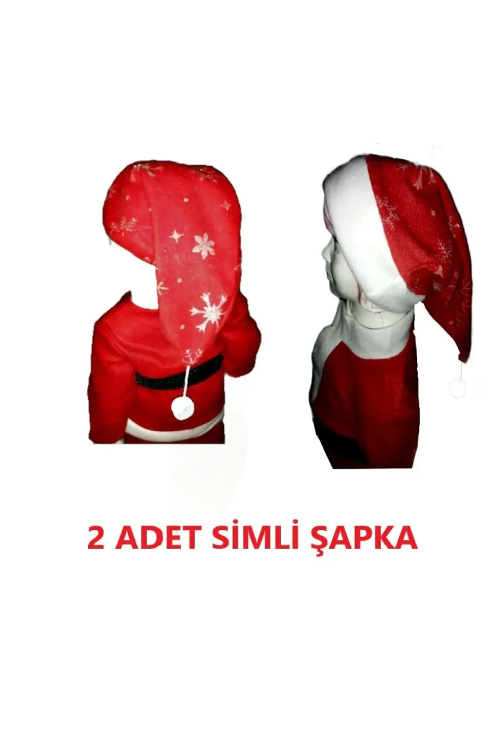 Parti Kırtasiye 2Li Simli Yılbaşı Şapka Çocuk - 2 Adet Yılbaşı Şapkası - Noel Bab