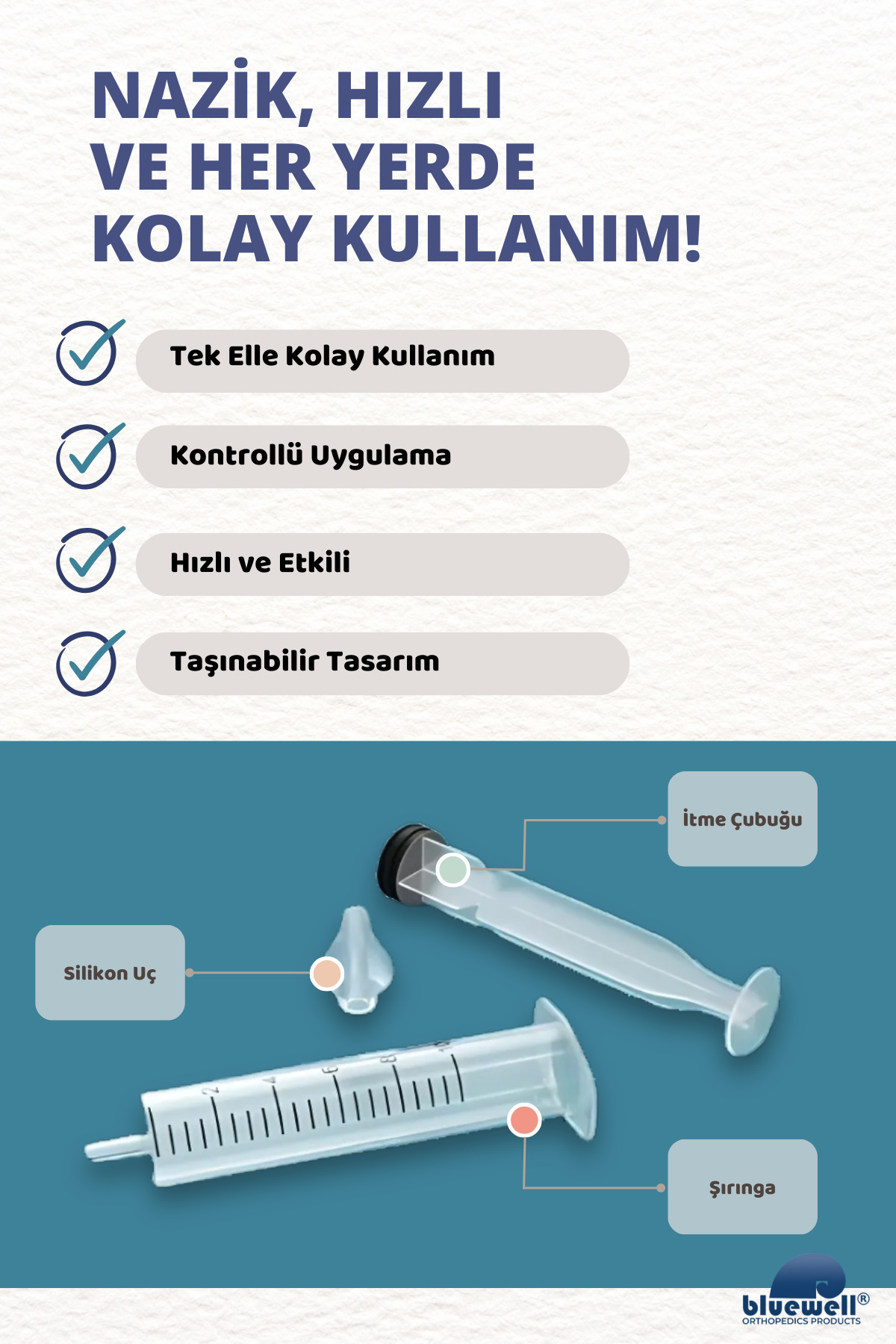 2'li Şırıngalı Bebek Burun Yıkama Enjektörü Nazal Aspiratör Temiz