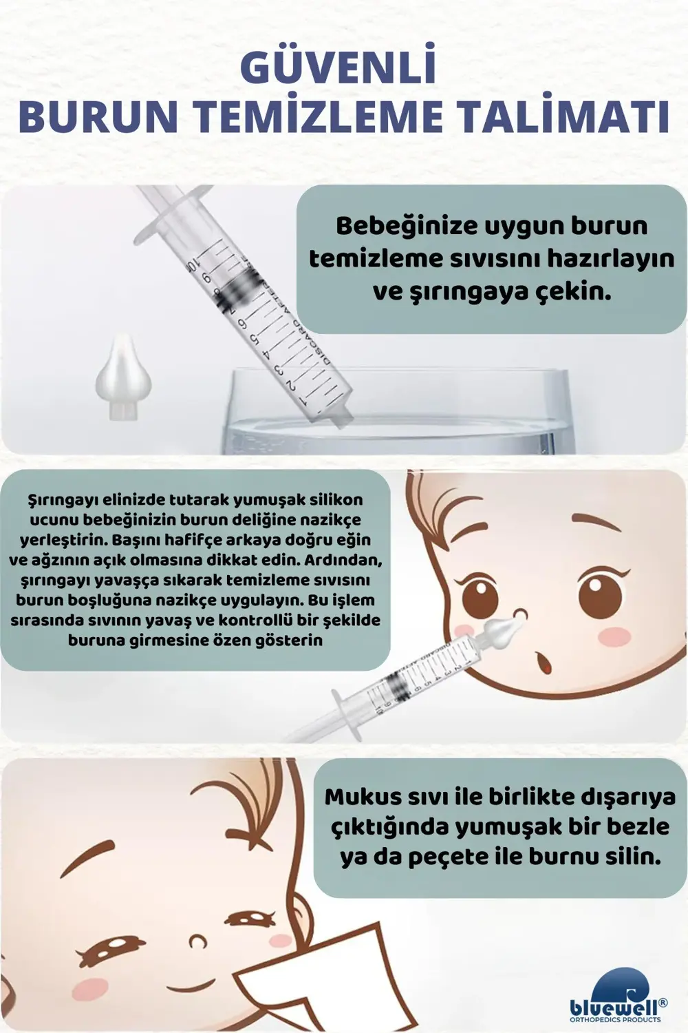 2'li Şırıngalı Bebek Burun Yıkama Enjektörü Nazal Aspiratör Temiz