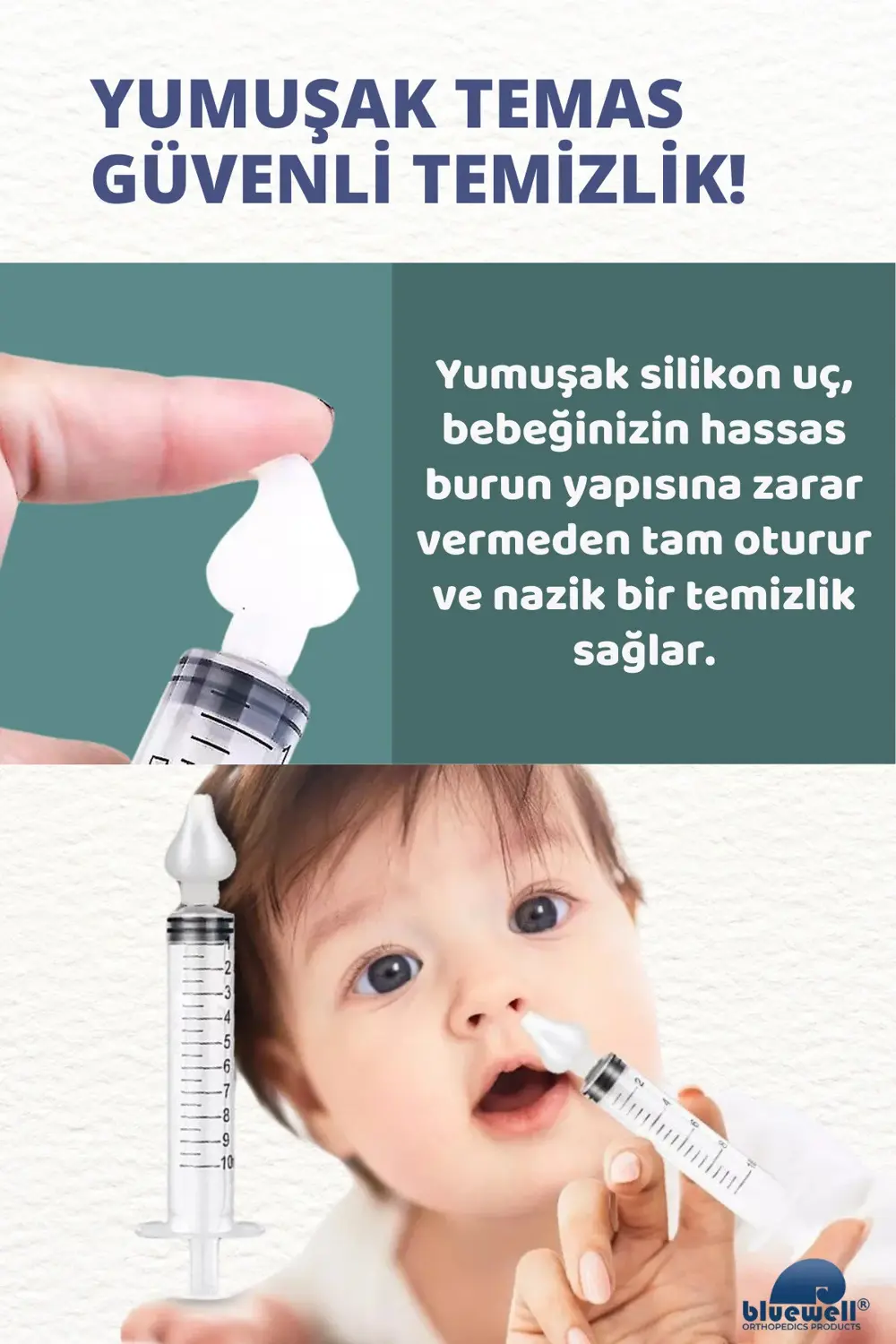 2'li Şırıngalı Bebek Burun Yıkama Enjektörü Nazal Aspiratör Temiz