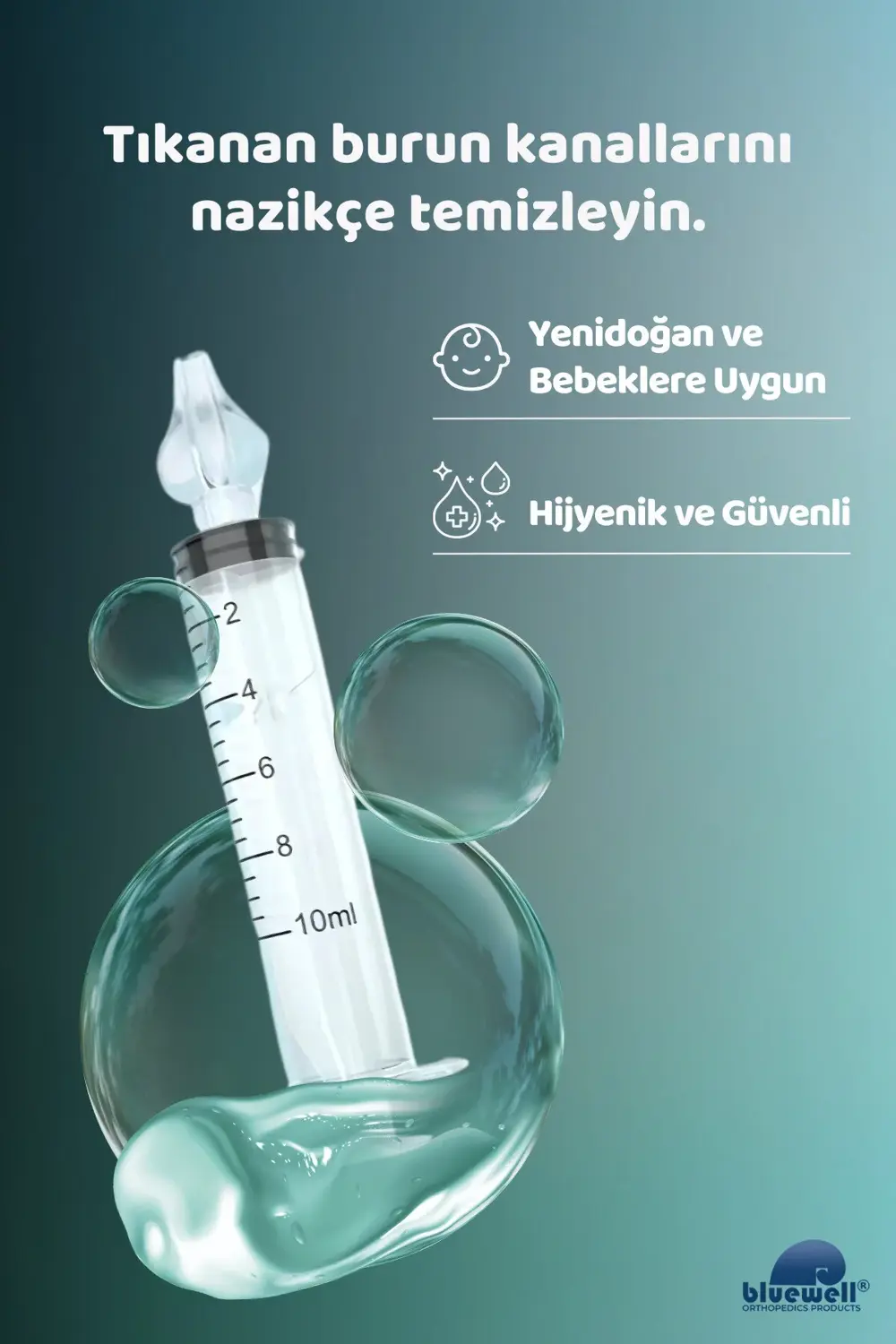 2'li Şırıngalı Bebek Burun Yıkama Enjektörü Nazal Aspiratör Temiz