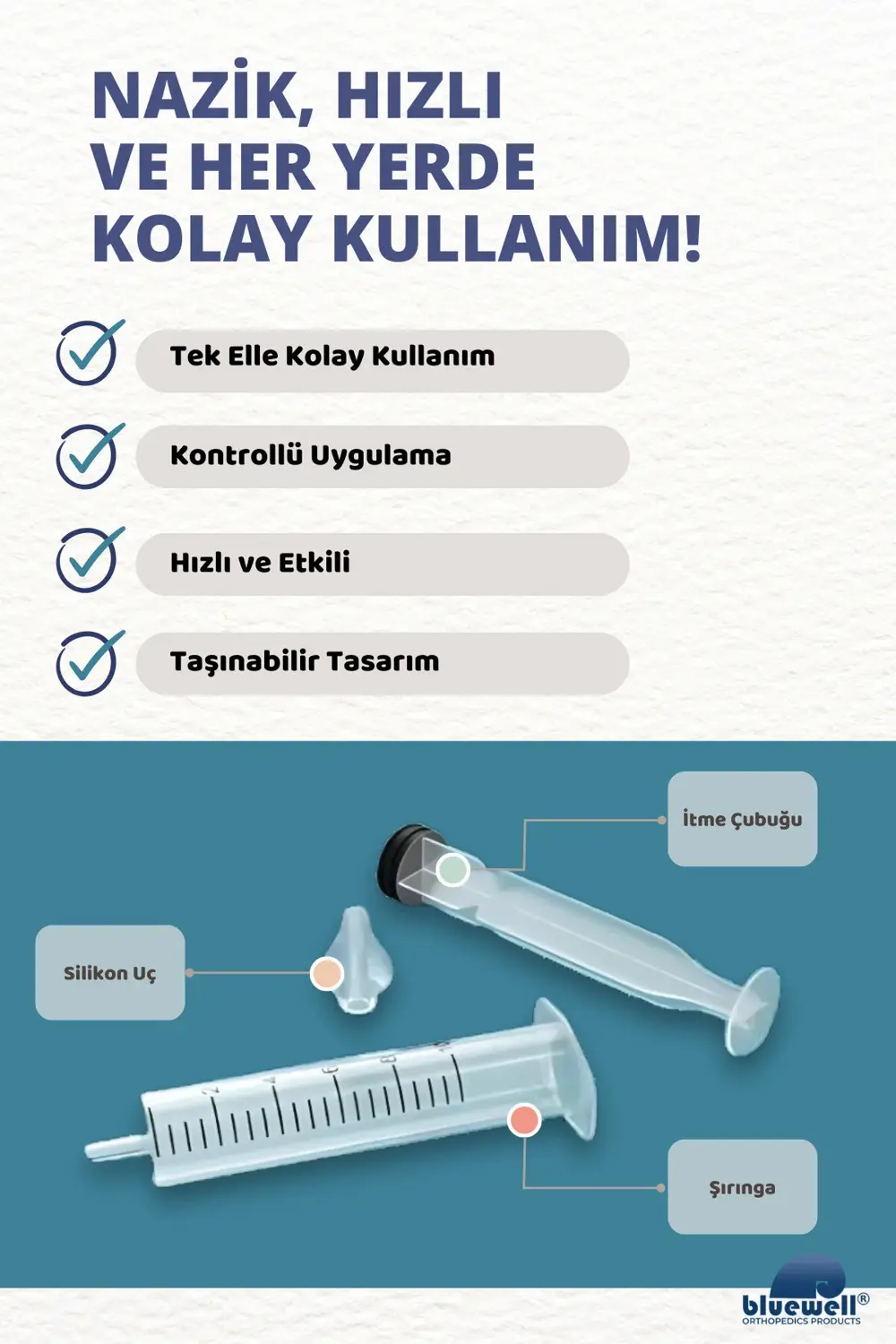 2'li Şırıngalı Bebek Burun Yıkama Enjektörü Nazal Aspiratör Temiz