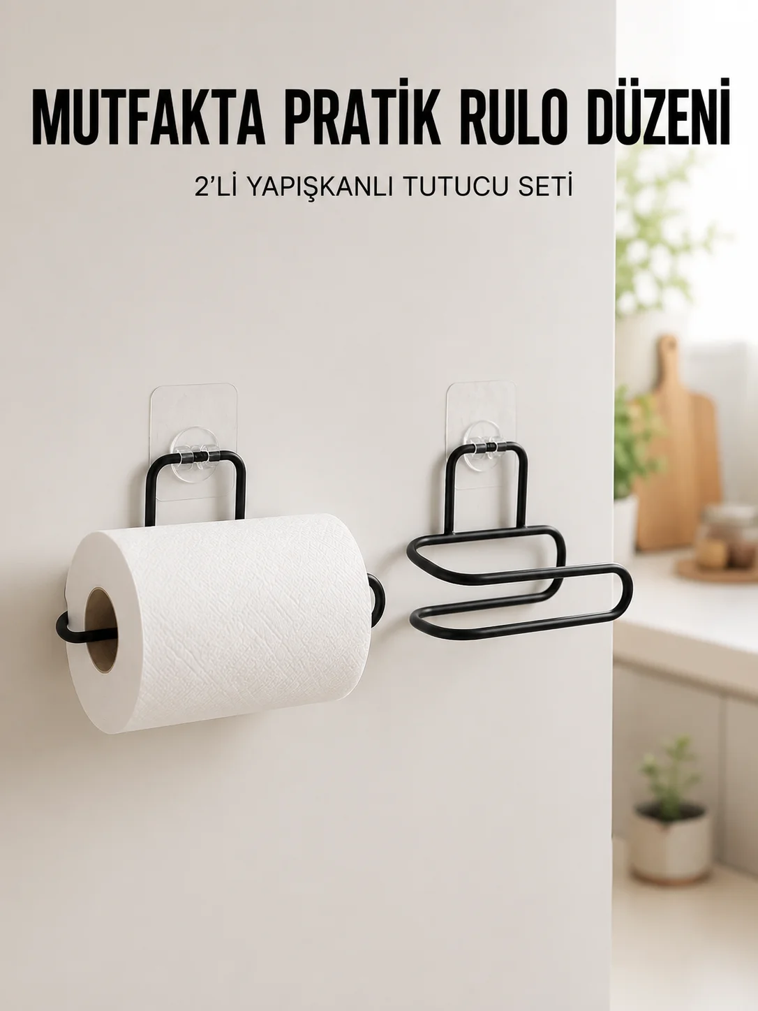 2’li Siyah Metal Rulo Kağıt Tutucu Yapışkanlı Banyo ve Mutfak Kağıtlık Fiyatı, Yorumları ve Özellikleri