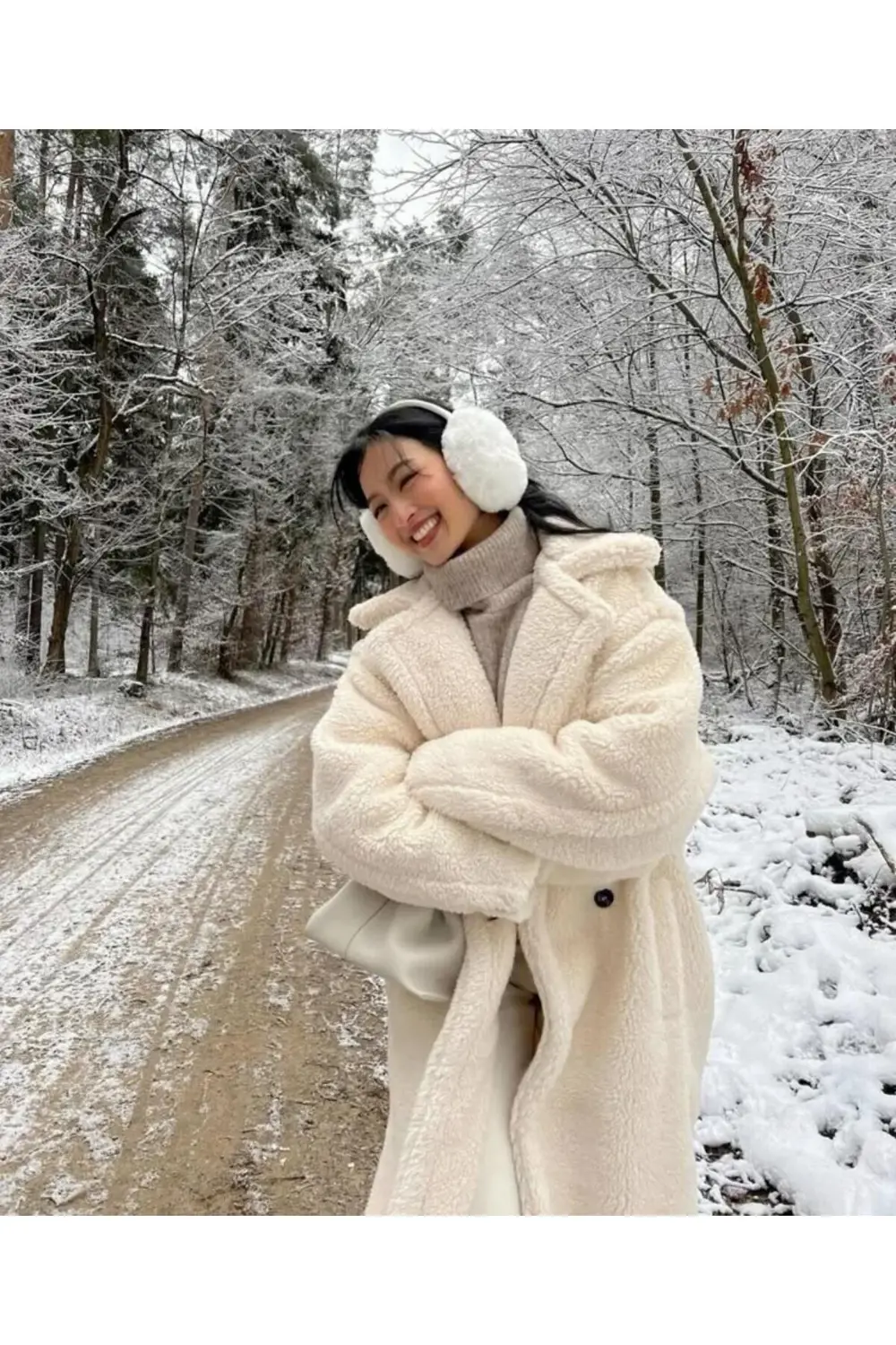 2'li Takım Beyaz Peluş Kulaklık ve Soft Atkı Takımı, Kışlık Kulak