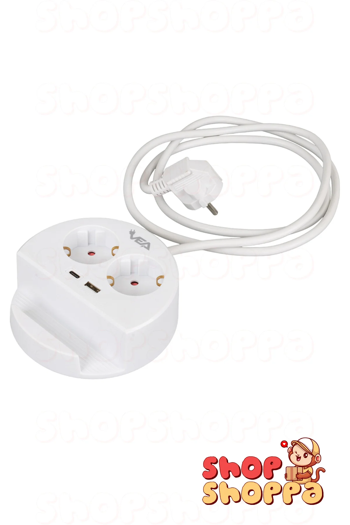 2'li Telefon Standlı Çoklu Grup Priz, 1xUSB 1xTYPE-C Girişli, 1.5 mt Kablolu, 3680W 16A