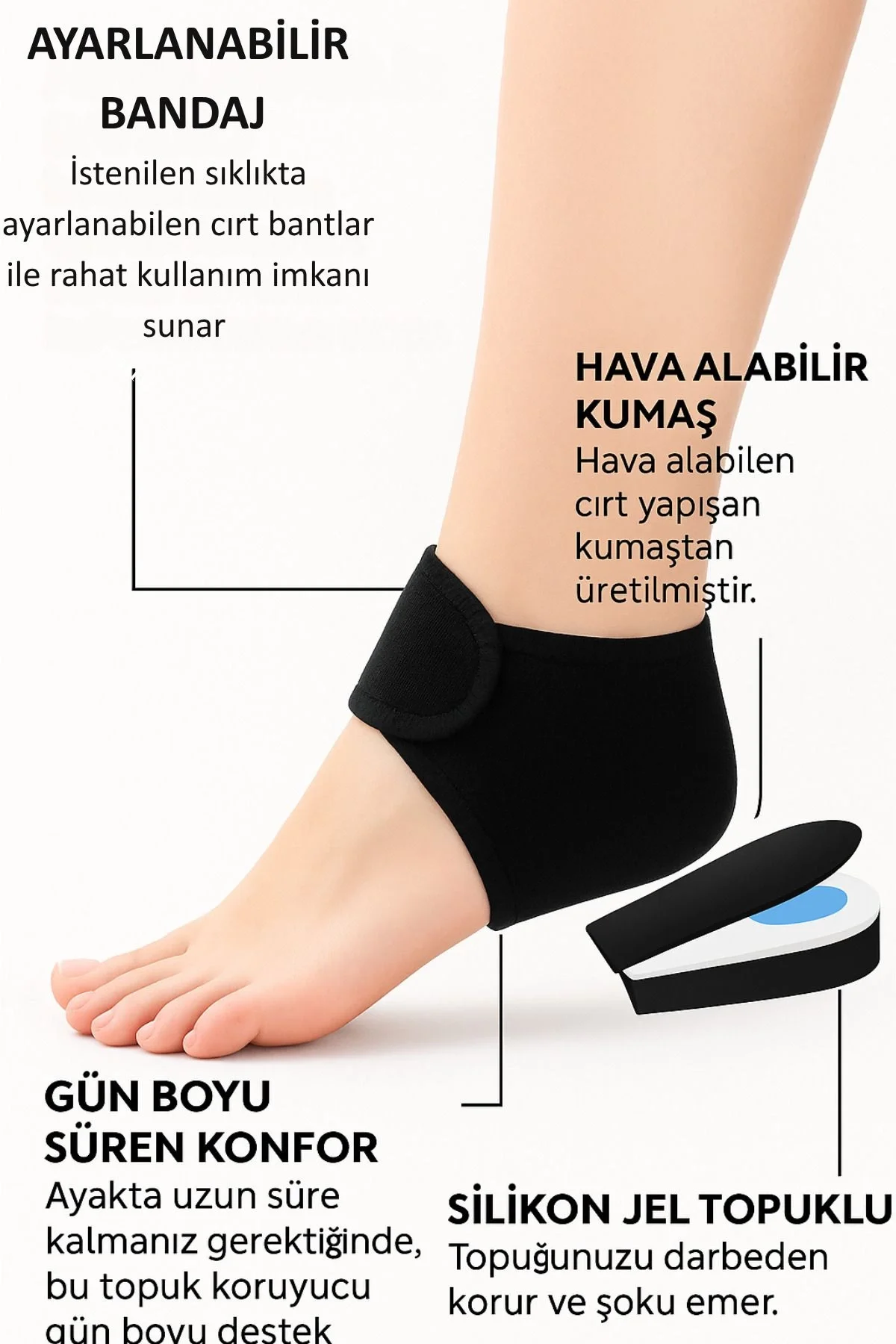 2li Topuk Dikeni Silikon Tabanlı Ortopedik Çorap Ağrı Azaltıcı Ça