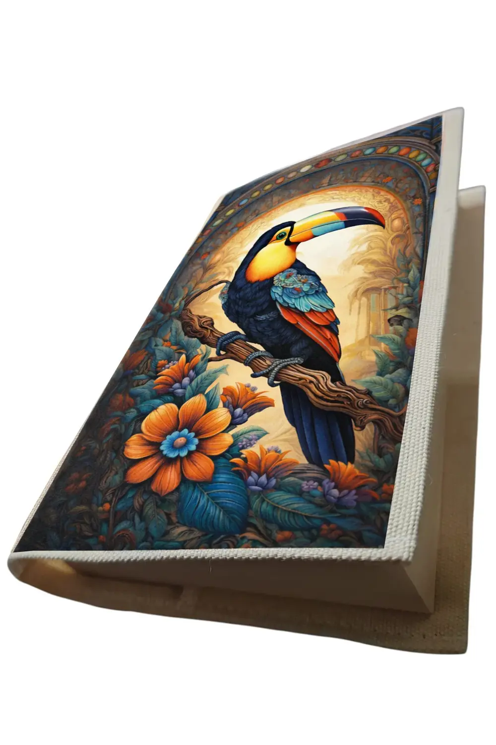 2'li Tukan Kuşu Desenli Bez Kitap Kılıfı – Sanatsal Baskılı Kumaş