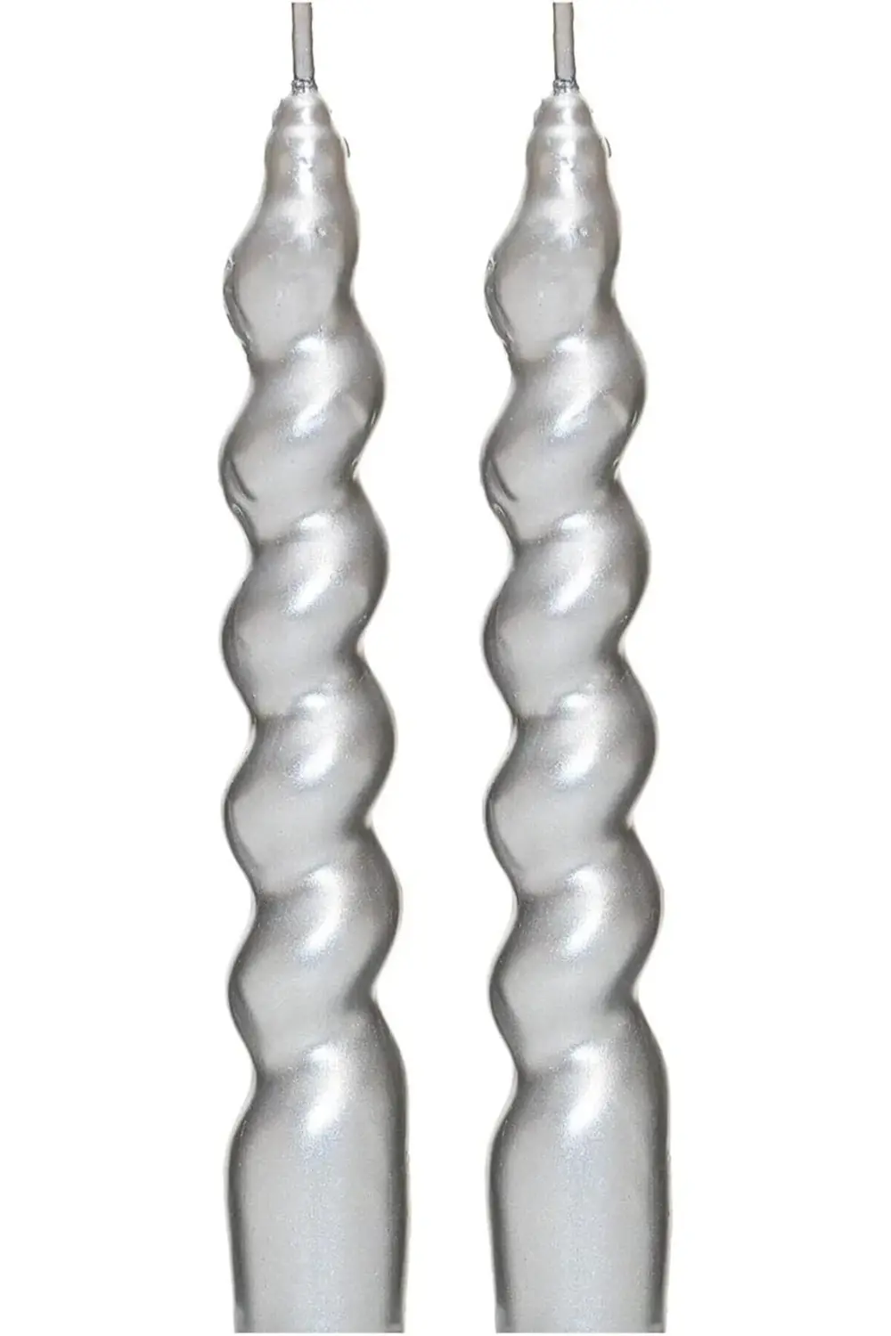 2'li Twirl Glow Gümüş Şamdan Mum Seti (18 cm) maxshtr 1053513
