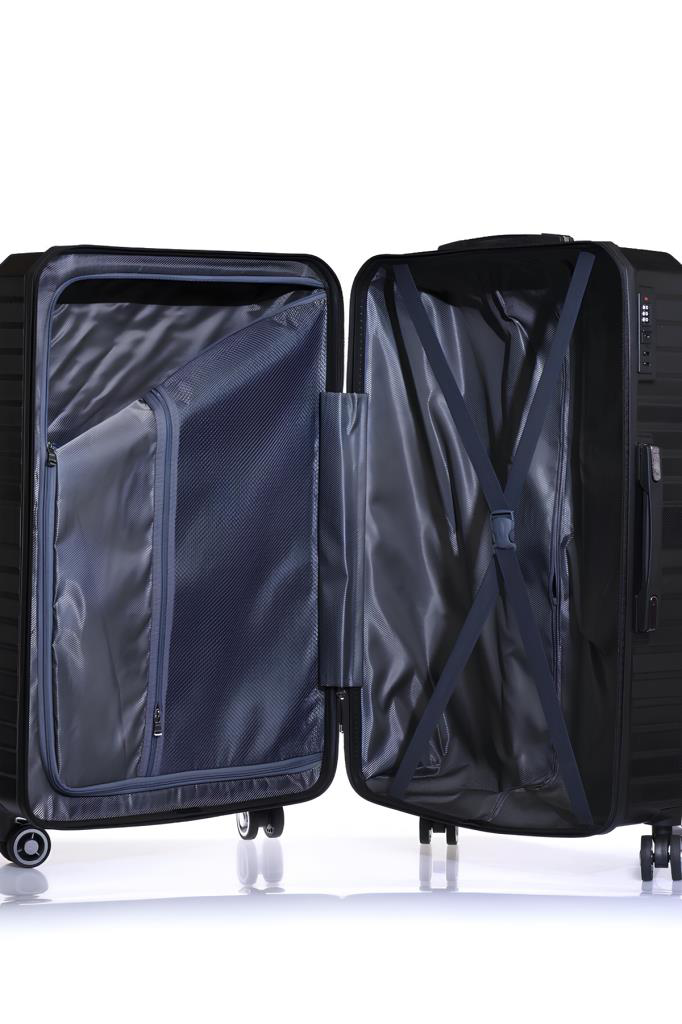 Louisiana Polo 2'Li Valiz Seti Polikarbon Büyük Boy – Kabin Boy Valiz Siyah 1819