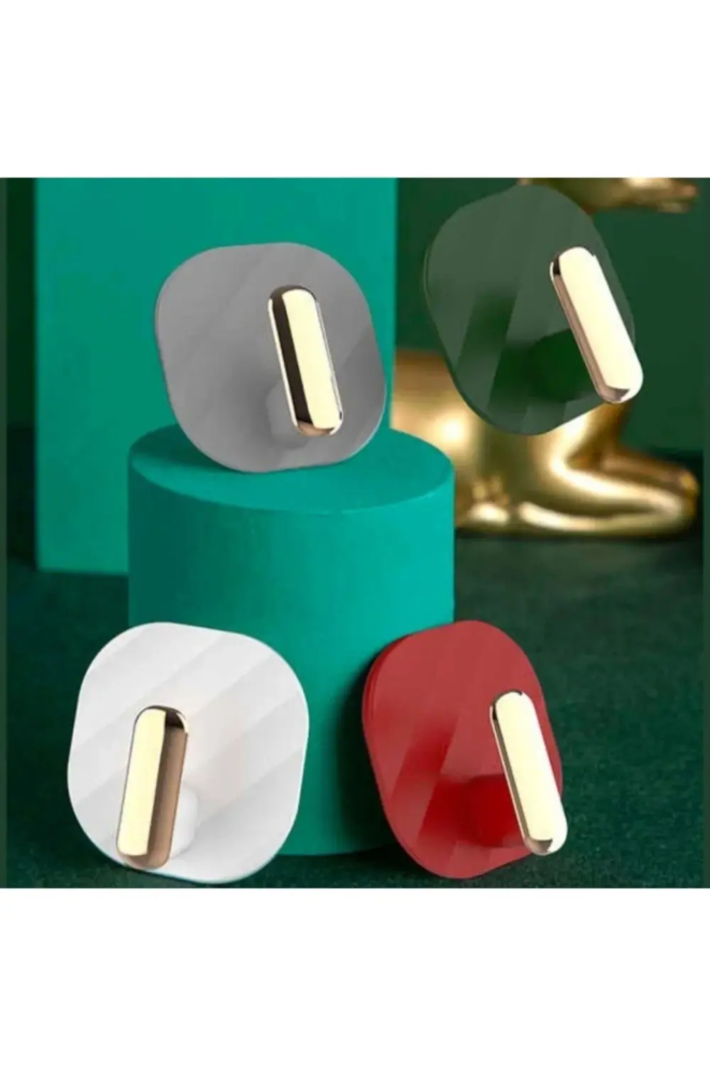 2li Yapışkanlı Retro Askılık Dolap Kapak Kulpu Yeşil (4915) GO-53