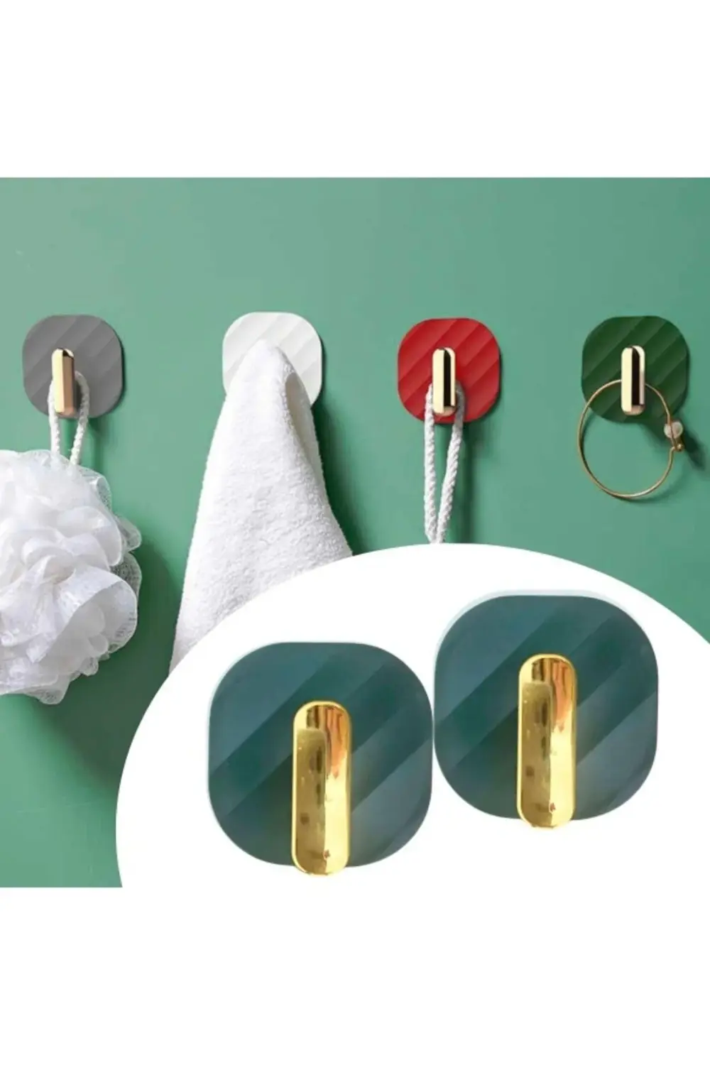 2li Yapışkanlı Retro Askılık Dolap Kapak Kulpu Yeşil (4915) GO-53