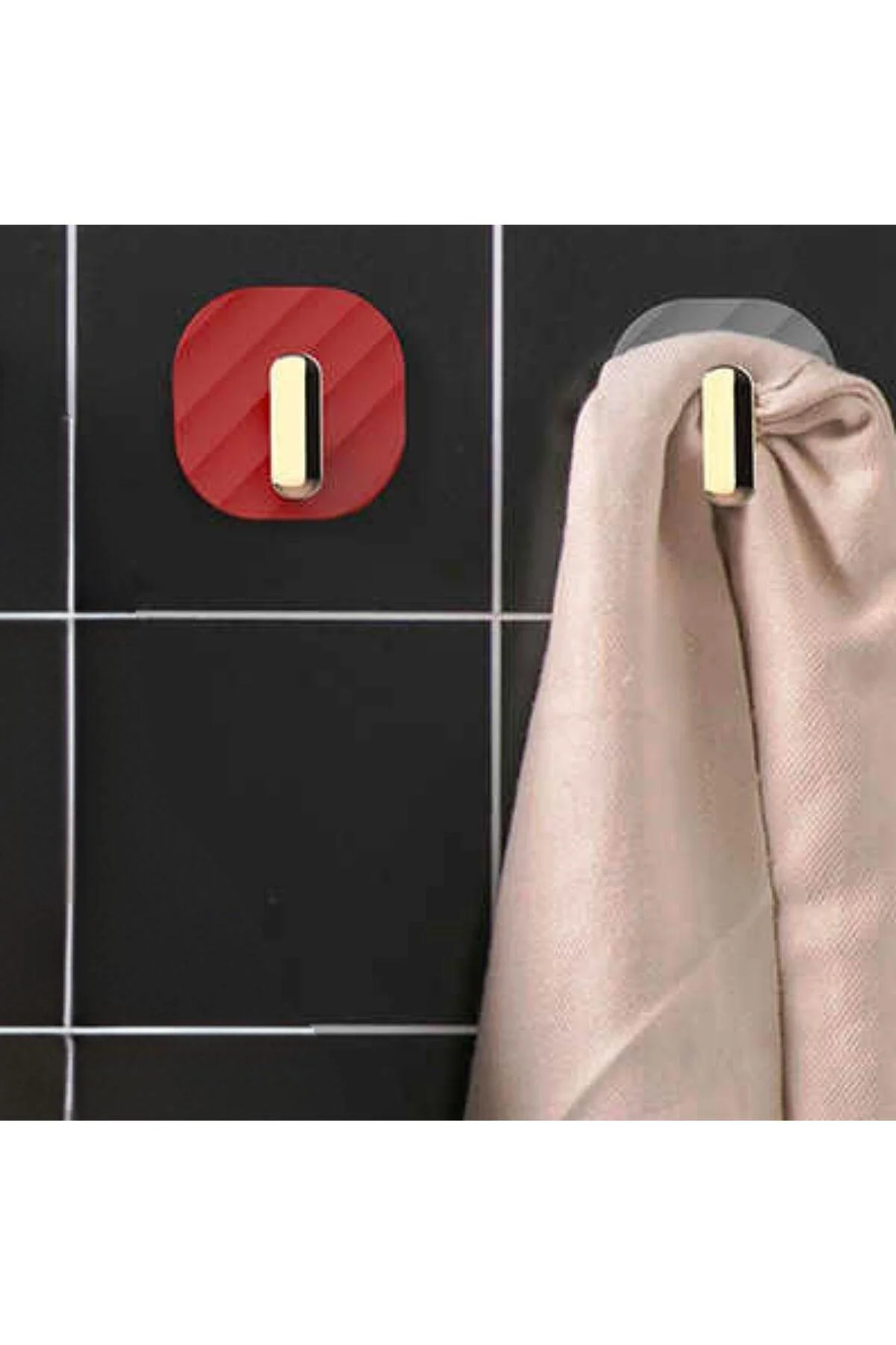 2li Yapışkanlı Retro Askılık Dolap Kapak Kulpu Kırmızı