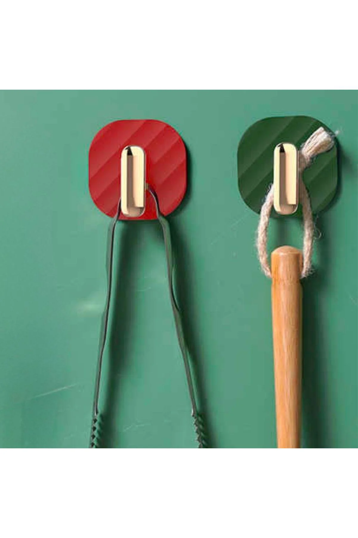 2li Yapışkanlı Retro Askılık Dolap Kapak Kulpu Yeşil