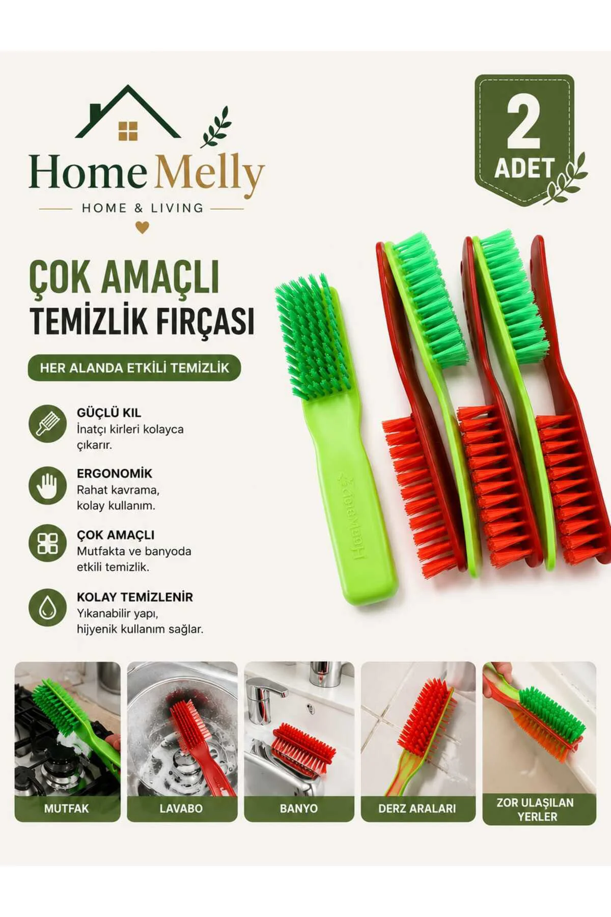 2'li Yeşil ve Kırmızı Renkli Çok Amaçlı Fırça Temizlik Fırçası 2'li Yeşil ve Kırmızı Renkli Çok Amaçlı Fırça Temizlik Fırçası
