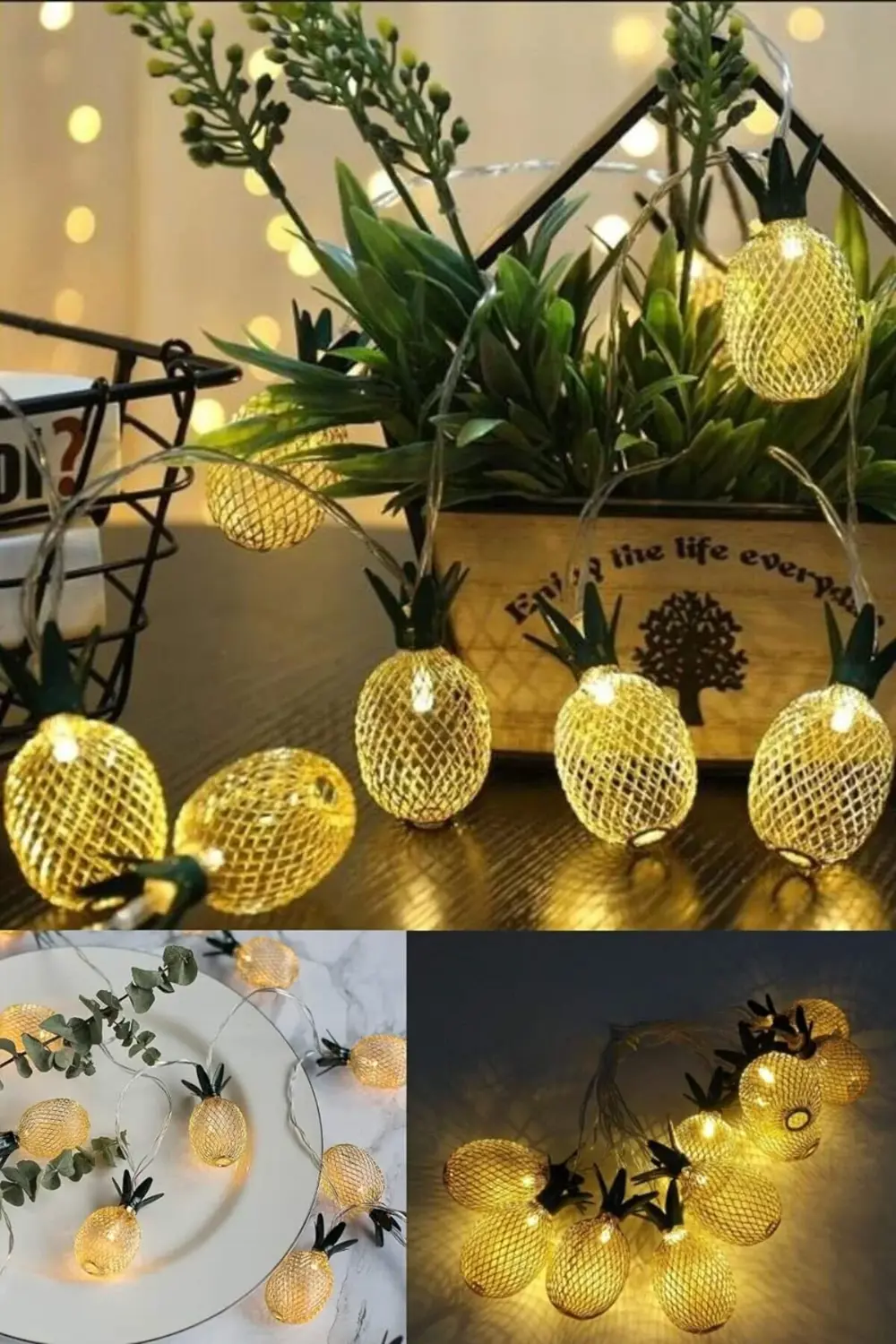 2m 10 Led 2 Kademeli Ananas Led Işık Pilli