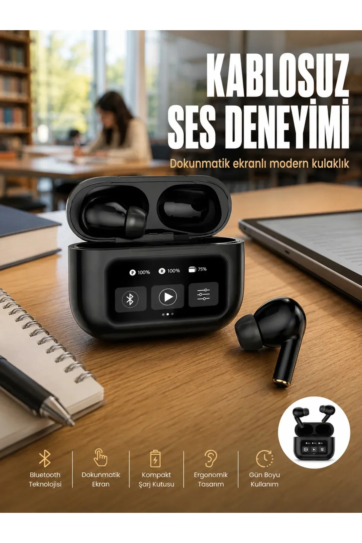 2.Nesil Pro Ekranlı Sesli Görüşme Yapabilen Kablosuz Bluetooth Kulaklık Yeni Nesil 2.Nesil Pro Ekranlı Sesli Görüşme Yapabilen Kablosuz Bluetooth Kulaklık Yeni Nesil