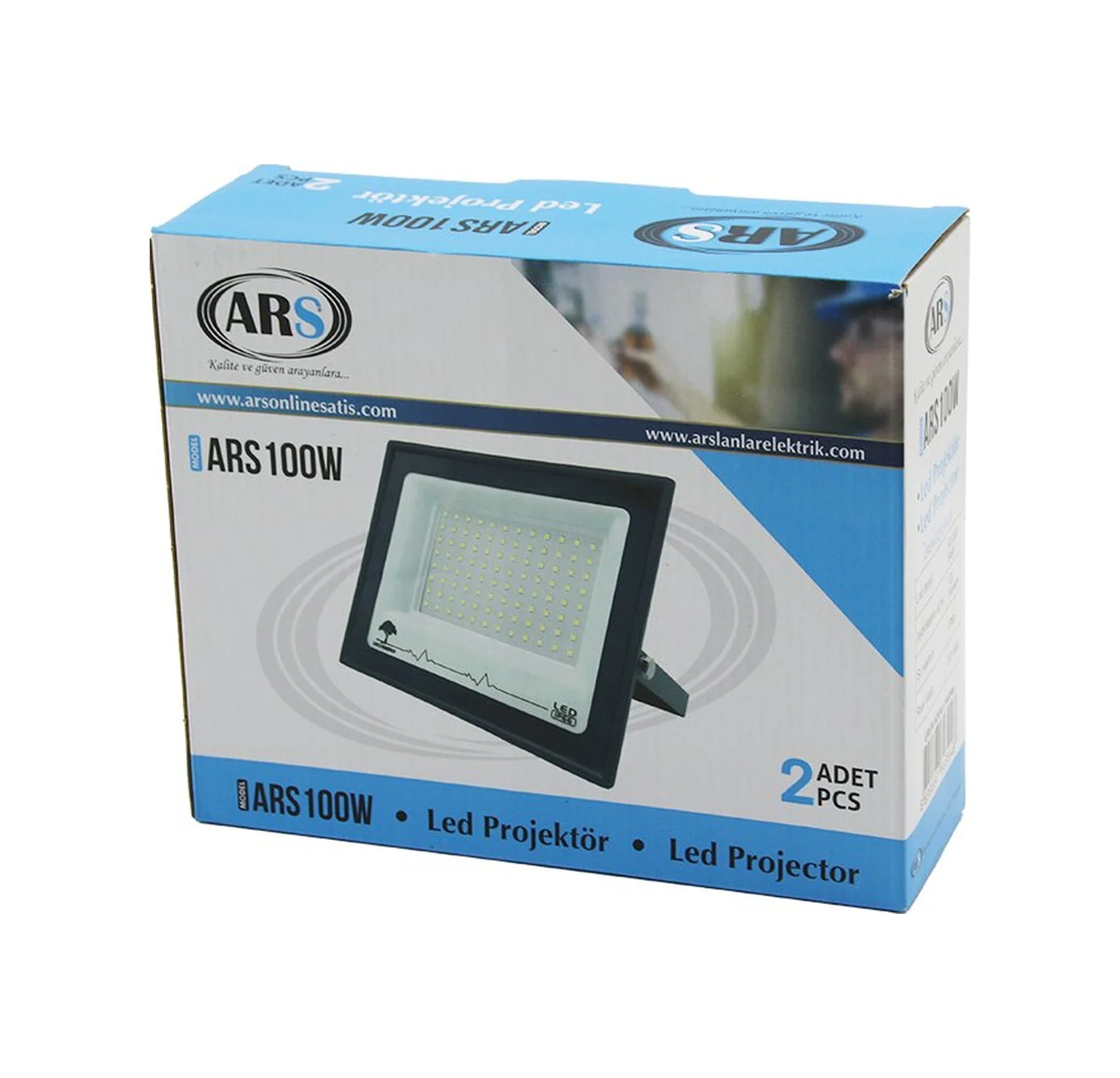 2pcs 100w Led Projektör 19x15.5cm Aydınlatma Açısı: 120 Derece 50
