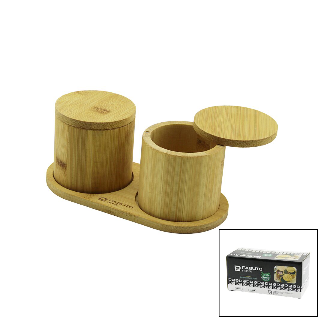 2PCS AHŞAP BAMBU BAHARATLIK YUVARLAK=8X8ALTLIK=9.5X19.5ÇEVİR AÇ-M
