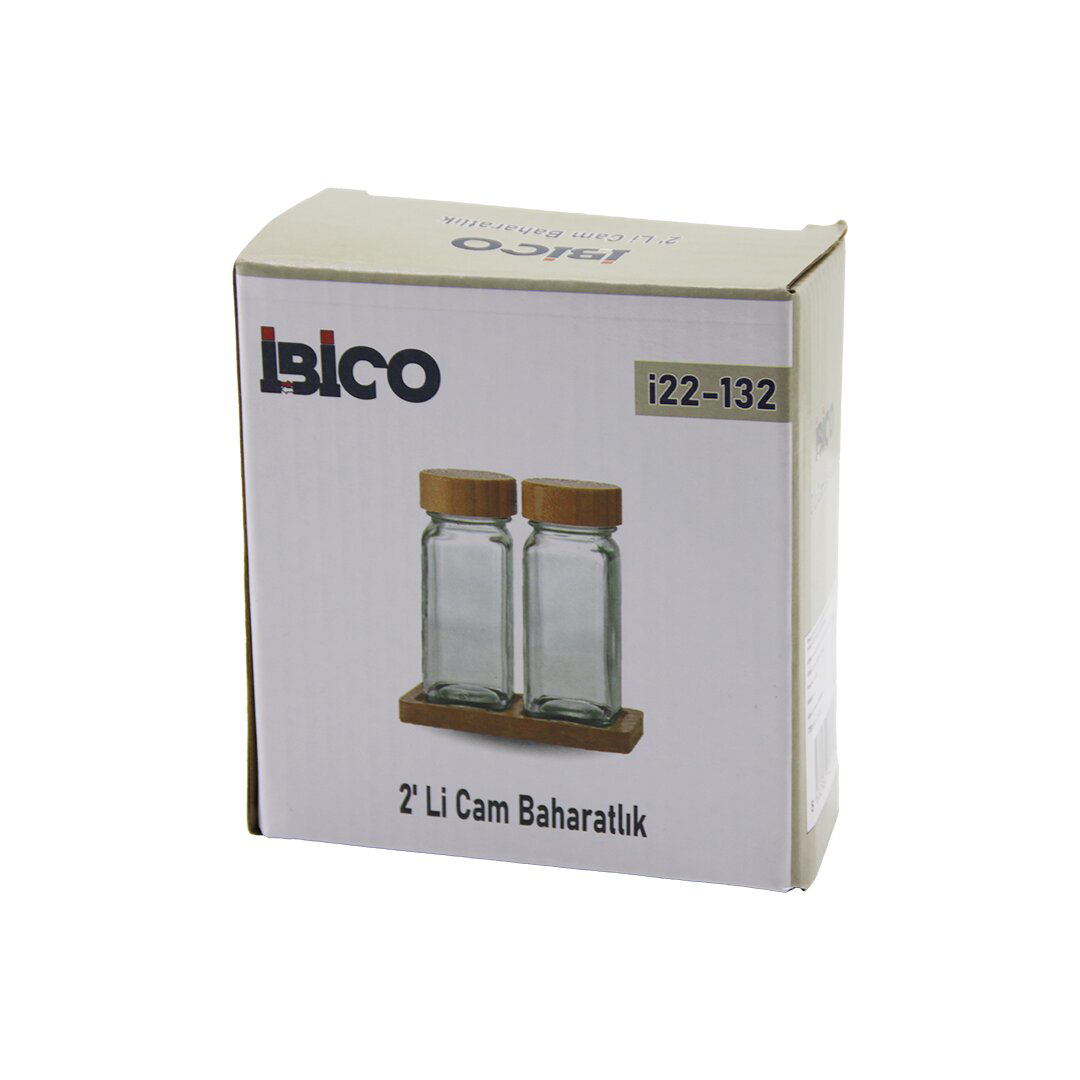 2PCS BAMBU KAPAKLI CAM TUZLUK - BİBERLİK - BAHARATLIK 120ML (4741