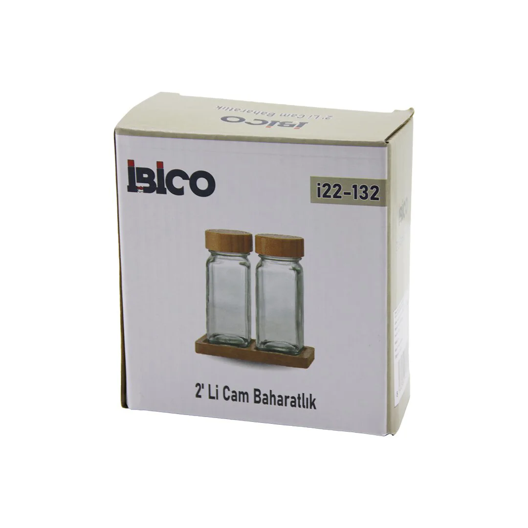 2PCS Bambu Kapaklı Cam Tuzluk - Biberlik - Baharatlık 120ML 2PCS Bambu Kapaklı Cam Tuzluk - Biberlik - Baharatlık 120ML