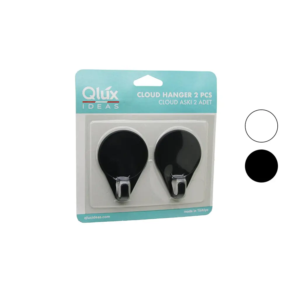 2PCS CLOUD ASKI SİYAH - BEYAZ PLASTİK YAPIŞKANLI MONTAJ (4741)