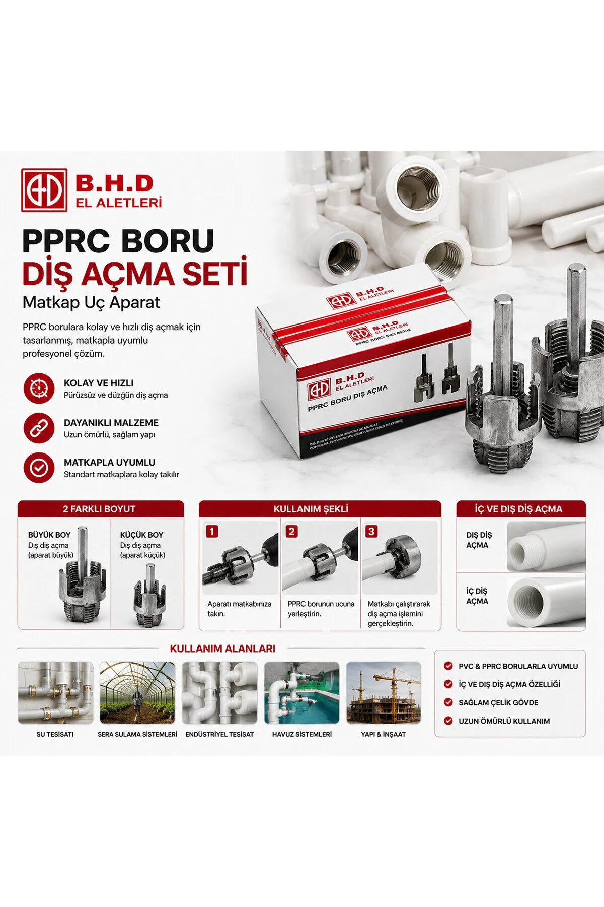 2PCS Pprc Boru Diş Açma Matkap Uç Aparat 2PCS Pprc Boru Diş Açma Matkap Uç Aparat