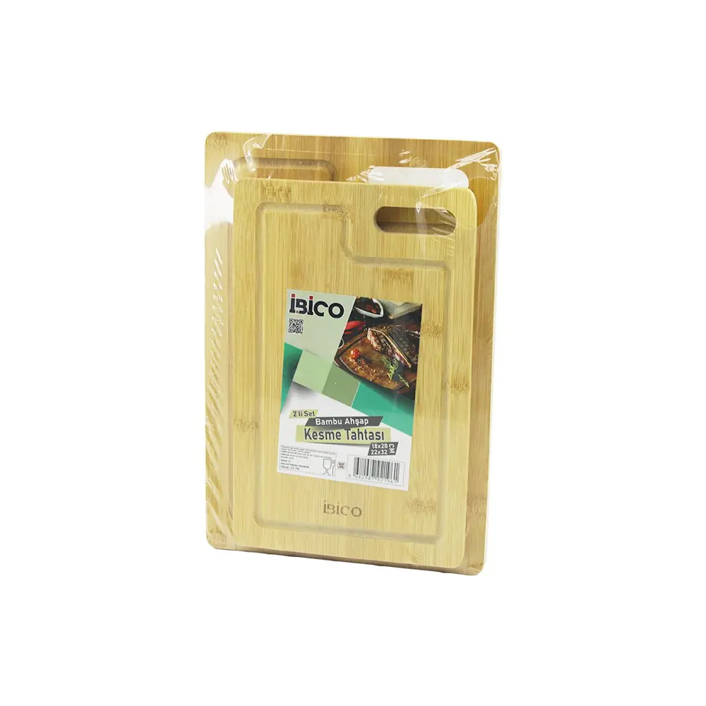 2PCS SETD.DÖRTGEN KENARLI - OVAL DELİKLİ AHŞAP BAMBU KESİM PANOSU