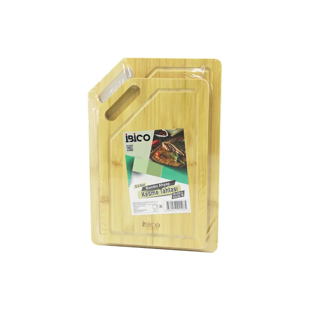 2PCS SETKIRIK KENARLI - OVAL DELİKLİ AHŞAP BAMBU KESİM PANOSU - K