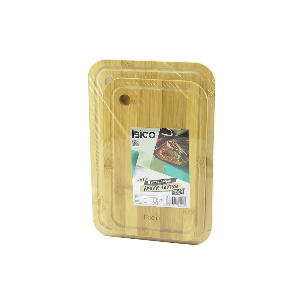 2PCS SETOVAL KENARLI - YUVARLAK DELİKLİ AHŞAP BAMBU KESİM PANOSU 