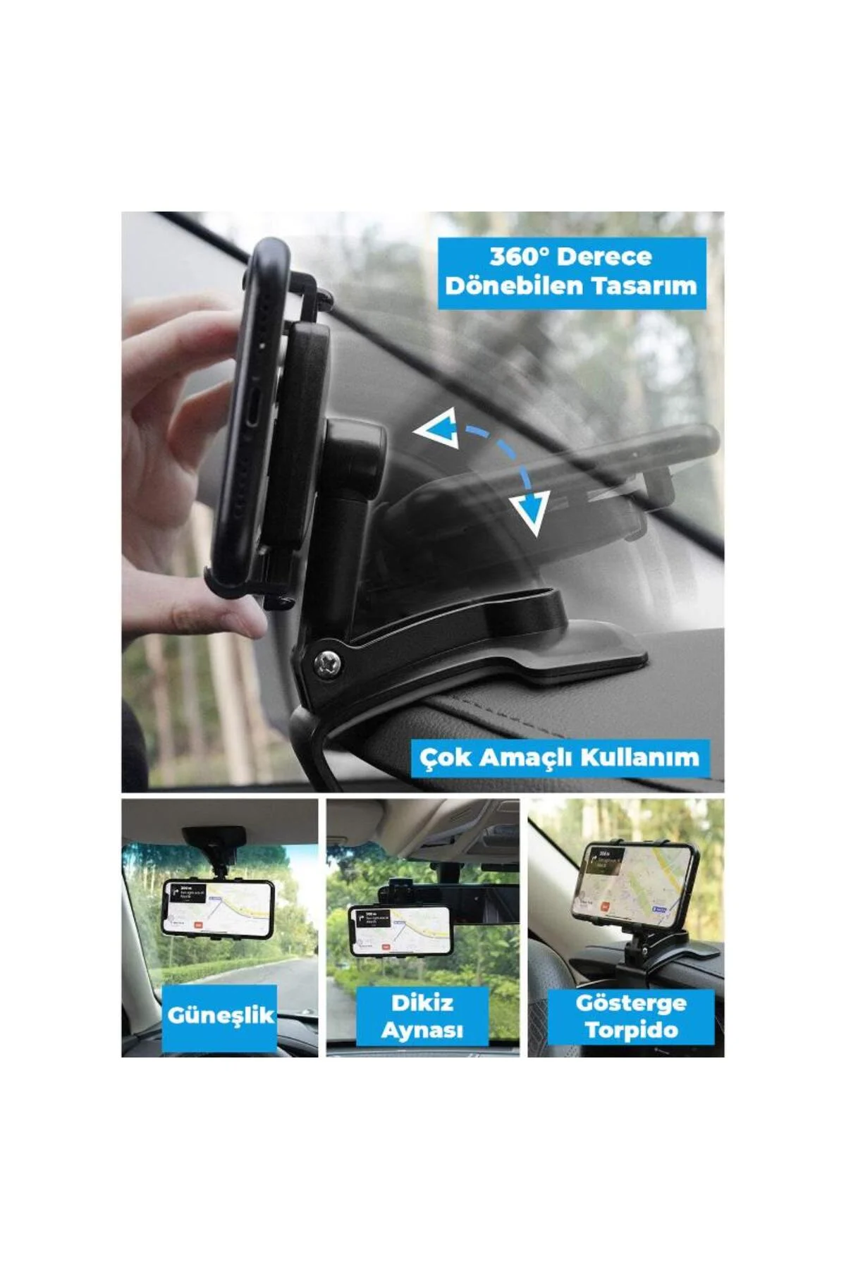 2'si 1 Arada Araç Telefon Tutucu - Numaratörlü - Gösterge Üzerine Takılabilir 2'si 1 Arada Araç Telefon Tutucu - Numaratörlü - Gösterge Üzerine Takılabilir - Görsel 2