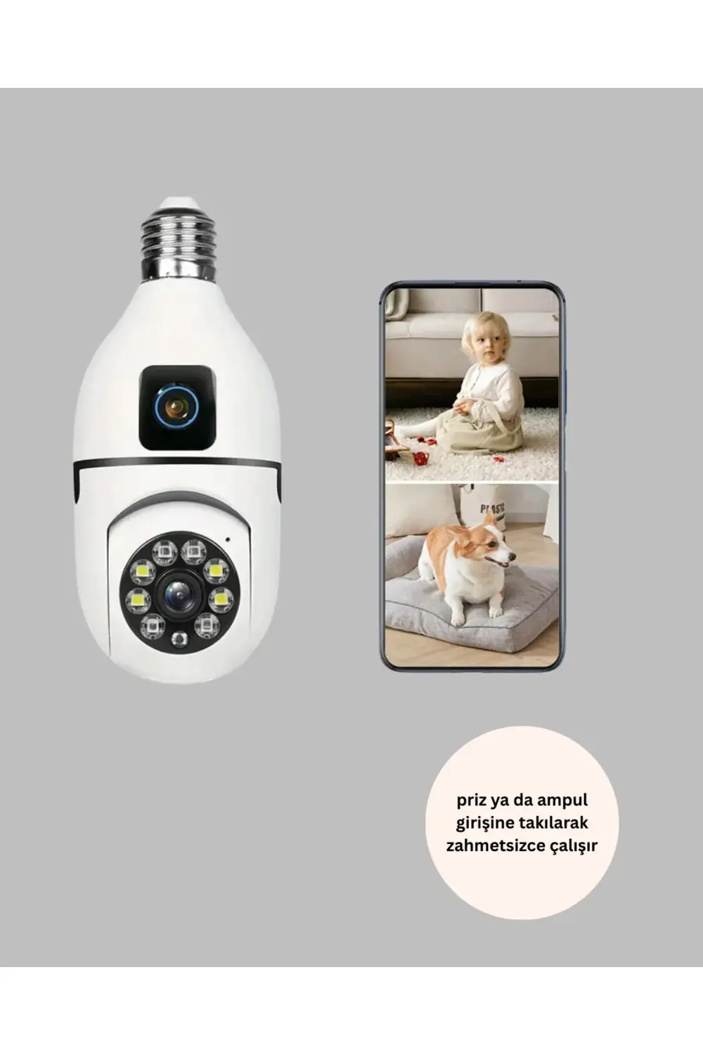 2’si 1 Arada Güvenlik Kamerası ve Sel Işığı – Kablosuz Akıllı Kam