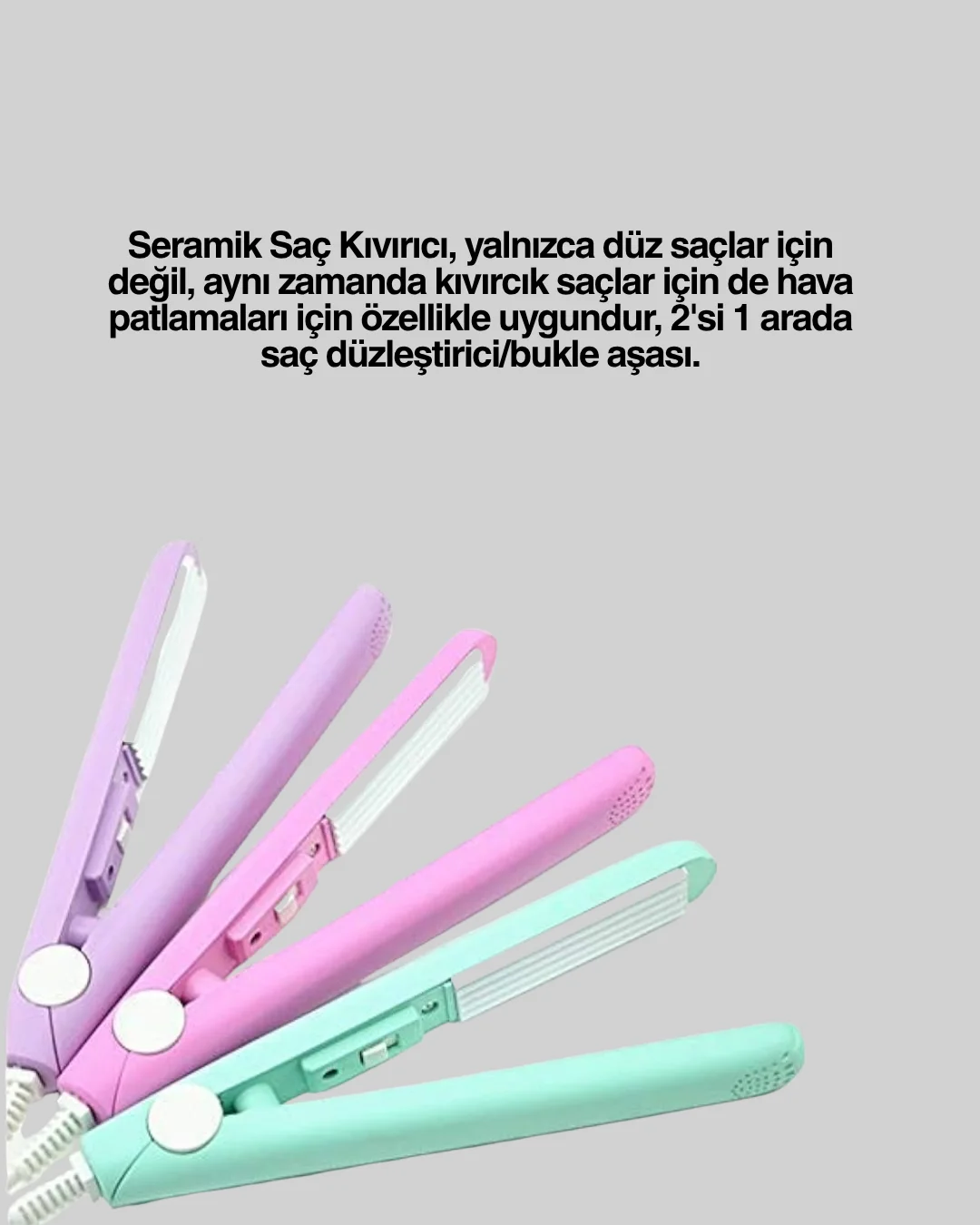2’si 1 Arada Saç Düzleştirici ve Bukle Maşası – Düz ve Kıvırcık Saçlara Uygun Çok Yönlü Kullanım