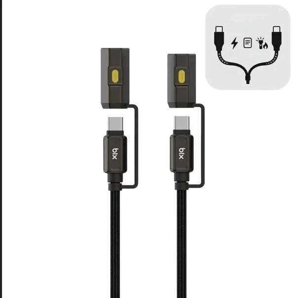 2'si 1 Arada Type-C Şarj Kablosu – LED Fener & Alevsiz Çakmaklı 120 Cm Siyah Kablo Fiyatı, Yorumları ve Özellikleri