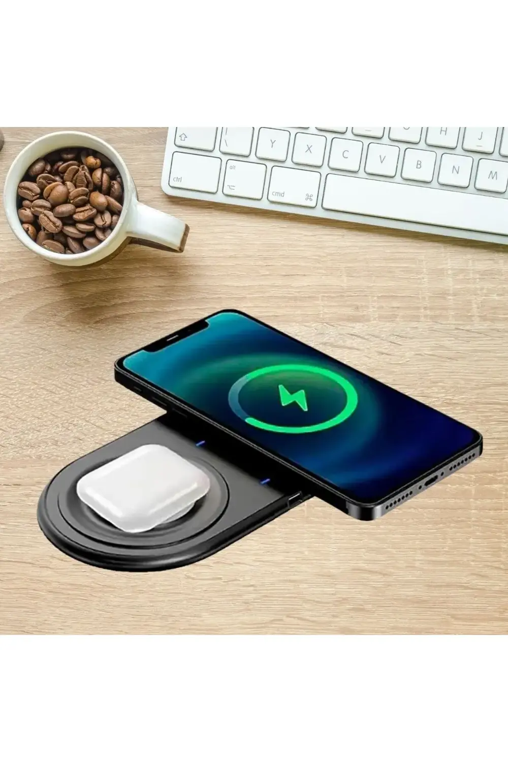 2Si 1Arada Saat,Kulaklık Ve Telefon Hızlı Şarj Etme Aparatı