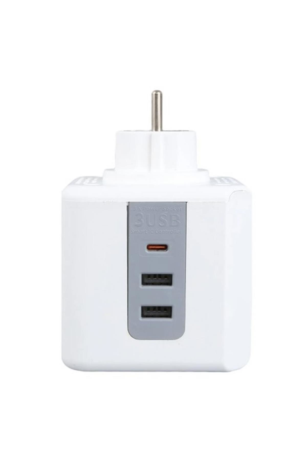 2x Usb 1x Type-c 3'lü Çocuk Ve Termal Korumalı Grup Priz