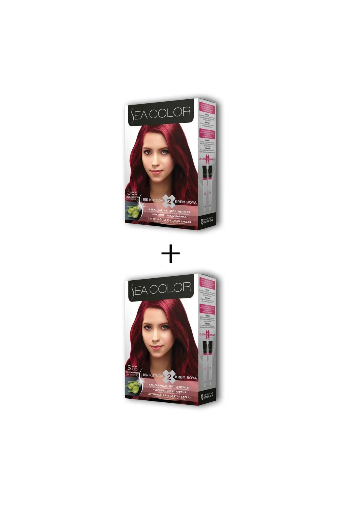 2X2 Tüp Krem Saç Boyası Seti Çilek Kırmızısı No:5.65