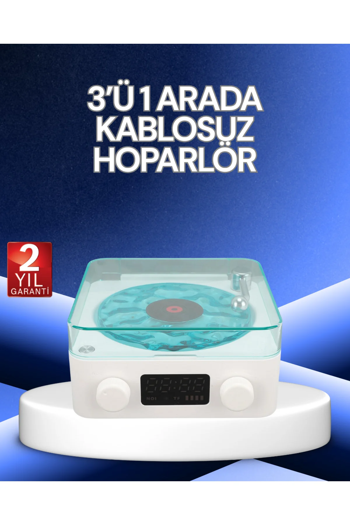 3-1 Kablosuz Bluetooth Hoparlör – Gece Lambalı Saatli Tasarım