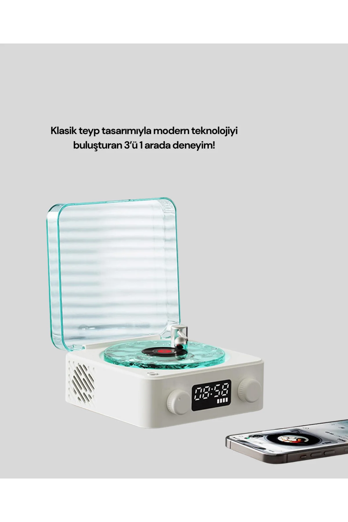 3-1 Kablosuz Bluetooth Hoparlör – Gece Lambalı Saatli Tasarım