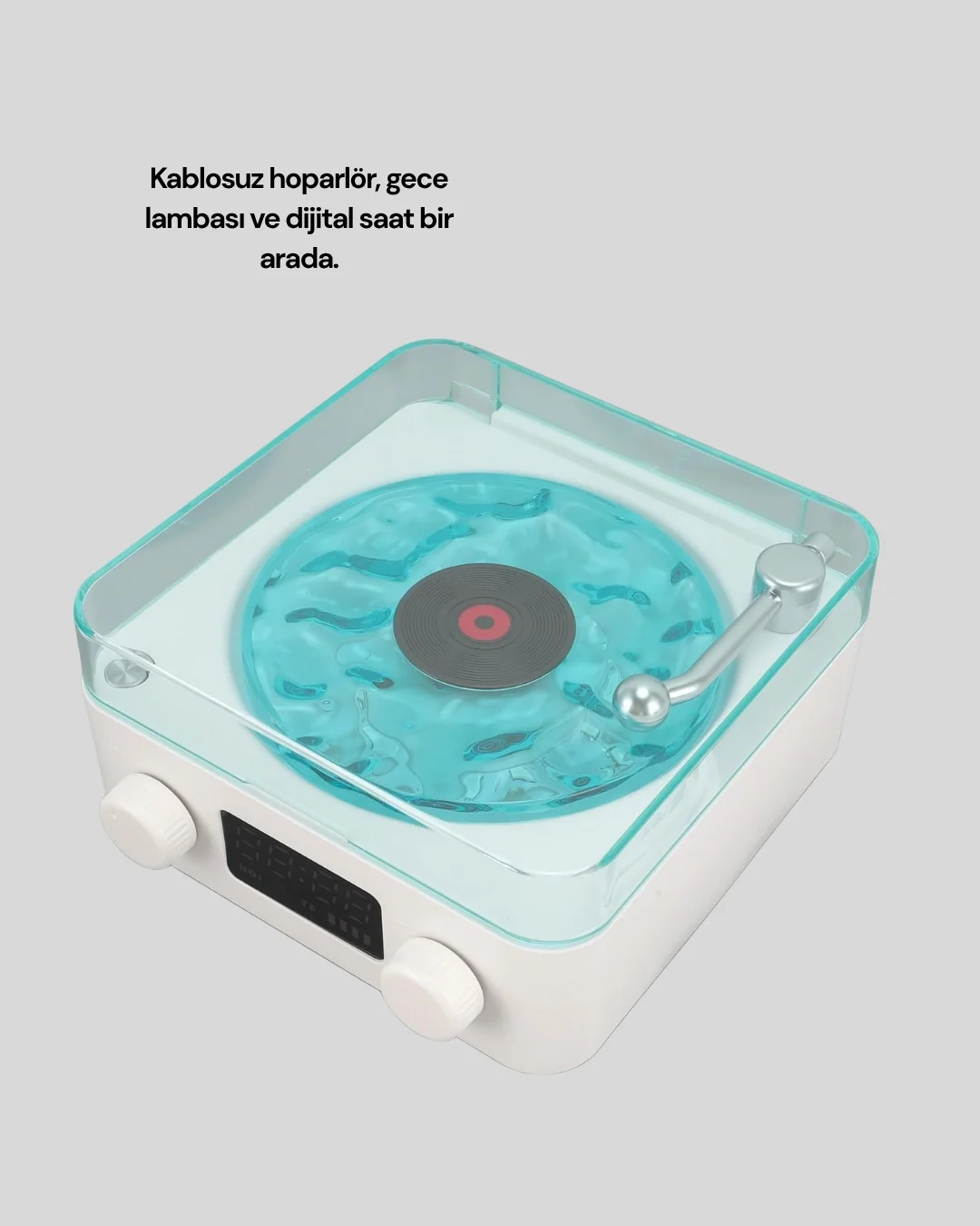 3-1 Kablosuz Bluetooth Hoparlör – Gece Lambalı, Saatli, Retro Tasarım