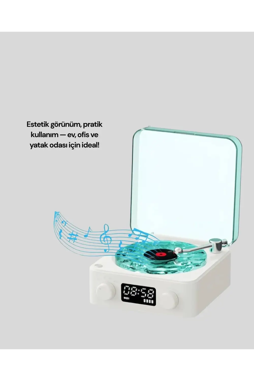 3-1 Kablosuz Bluetooth Hoparlör – Gece Lambalı Saatli Retro Tasar