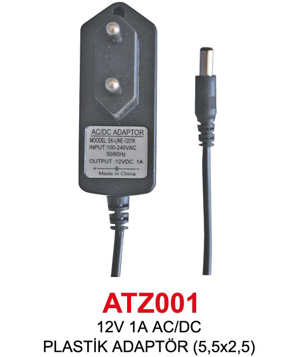 3-12V 1A AC/DC PLASTİK ADAPTÖR (5,5x2,5)