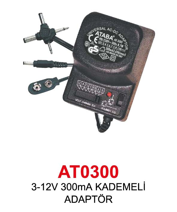 Herz 3-12V 300Ma Kademeli Adaptör