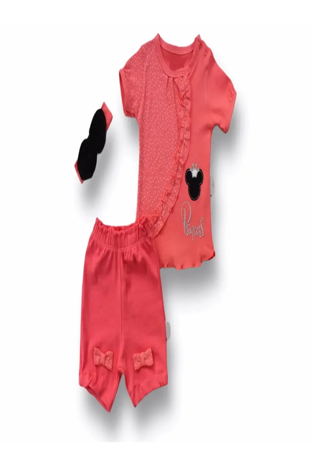 3-6 6-9 9-12 12-18 Ay Princess Taçlı Mickey Nakışlı Şort Tişört 3