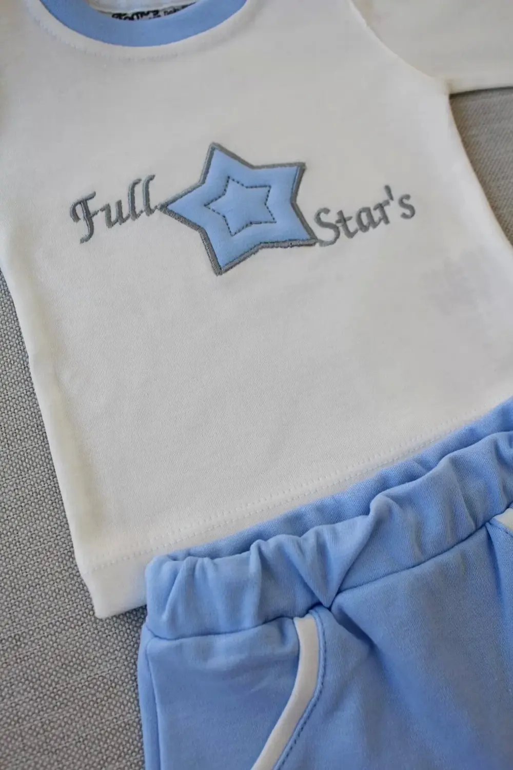 3-6 6-9 9-12 Ay Full Star Nakışlı Şapkalı Uzun Kollu Sweat 3lü Er